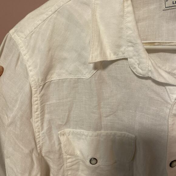 Lucky Brand White Linen Pearl Snap Shirt Men’s Medium Western Long Sleeve - Picture 2 of 9